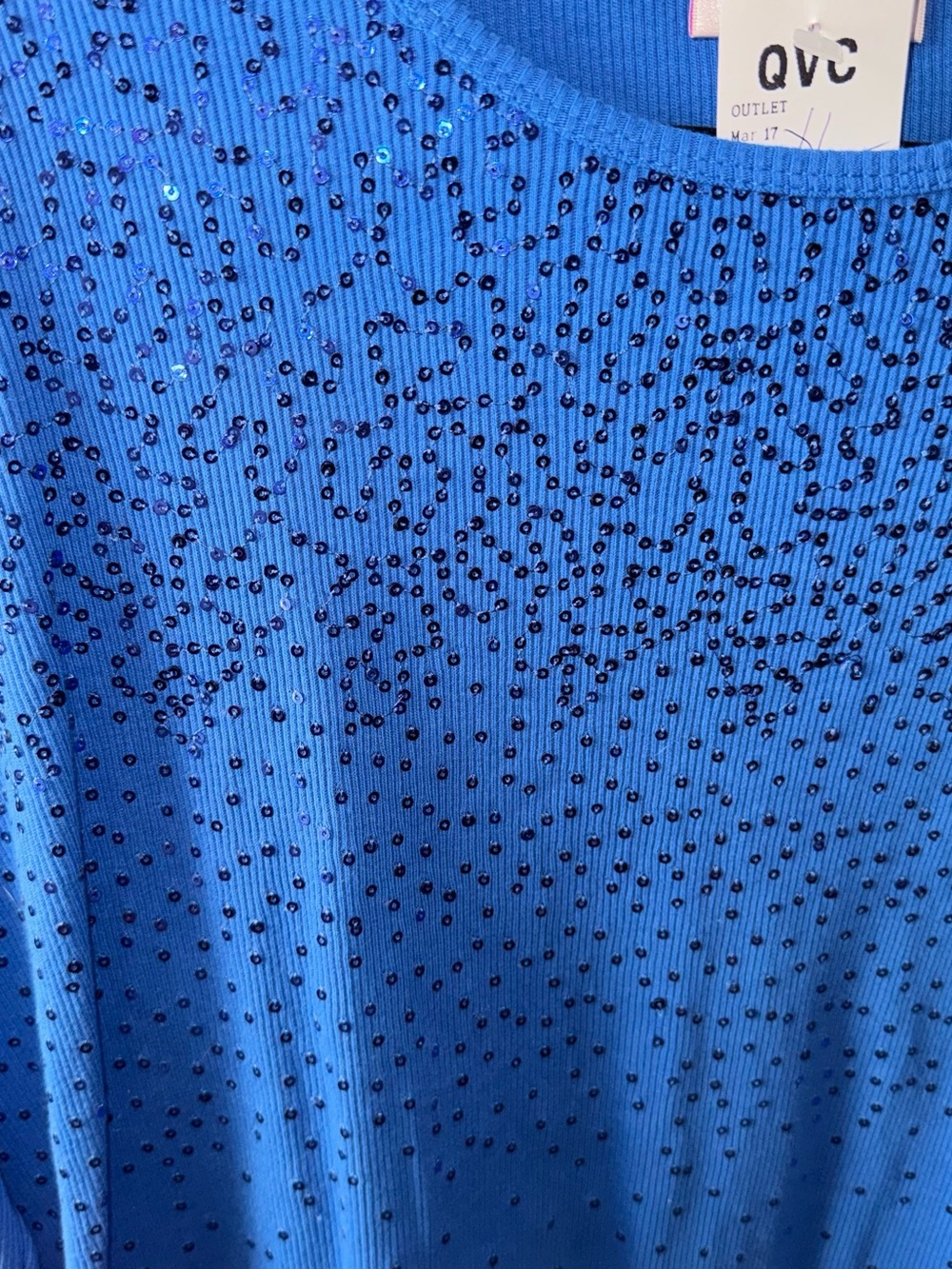 QVC Royal Blue Sequin Embellished Top - Picture 3 of 7